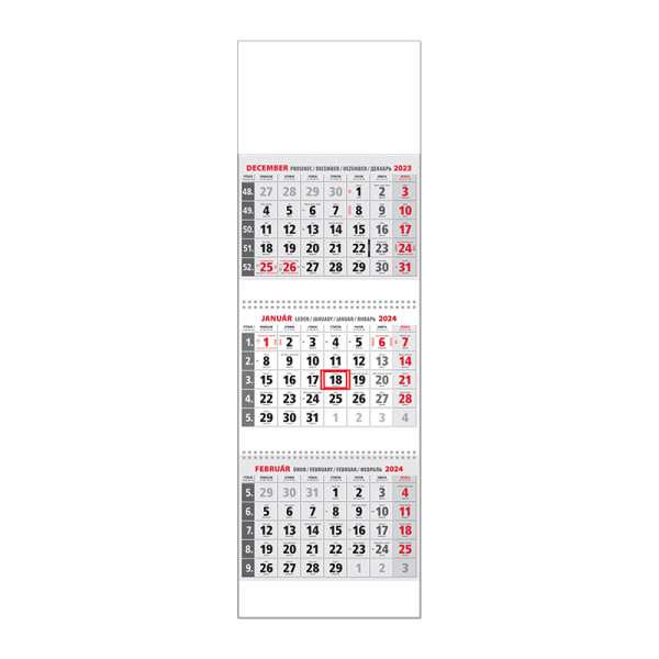 Plánovací kalendář KLASIK 3M šedý 2024