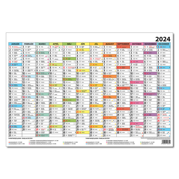 Plánovací kalendář barevný 2024