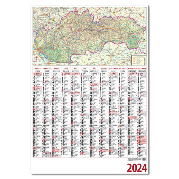 Plánovací kalendář s mapou 2024