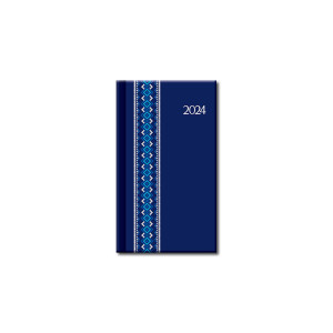Mini diář A6  PRINT Folk modrý 2024 - Reklamnepredmety