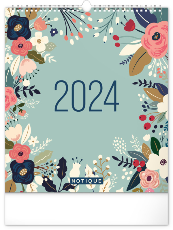Nástěnný plánovací kalendář Květiny 2024