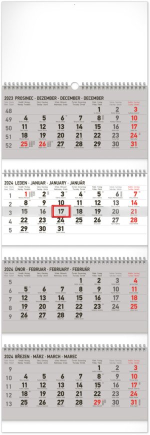 Nástěnný kalendář 4-měsíční standard skládací CZ 2024 - Reklamnepredmety