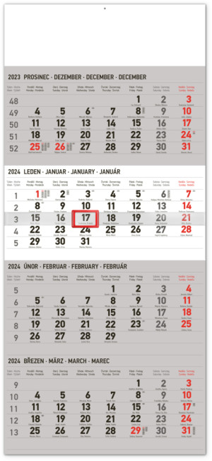 Nástěnný kalendář 4-měsíční standard CZ 2024 - Reklamnepredmety