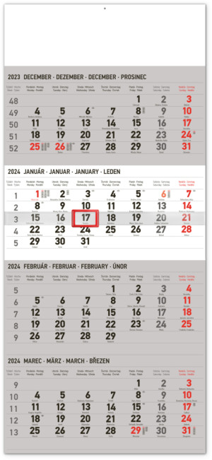 Nástěnný kalendář 4-měsíční standard 2024 SK