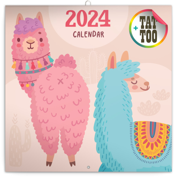 Poznámkový kalendář Šťastné lamy 2024