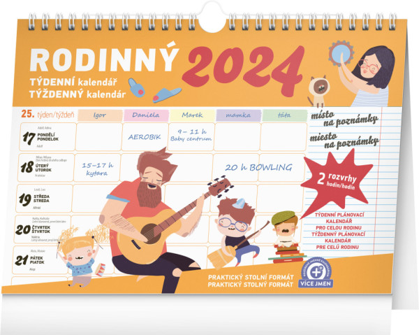 Týdenní rodinný plánovací kalendář s háčkem CZ/SK 2024