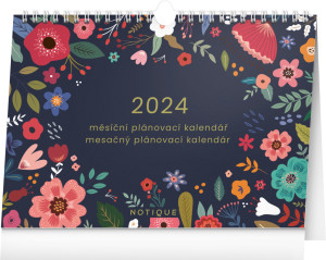 Měsíční plánovací kalendář Květiny 2024 - Reklamnepredmety