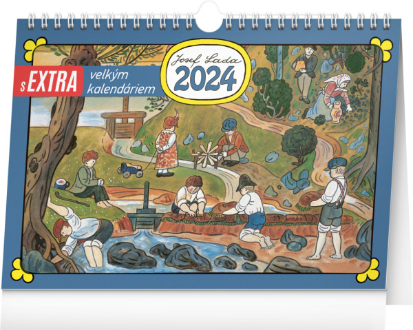 Stolní kalendář s extra velkým kalendářiem Josef Lada 2024