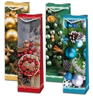Mix dárkových tašek na láhev s vánočním motivem - Reklamnepredmety