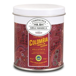 Mletá káva Colombia v plechové dóze Corsini - Reklamnepredmety