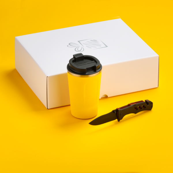 Set 350ml termohrnku NORDIC a záchranného nože DRIVER SET