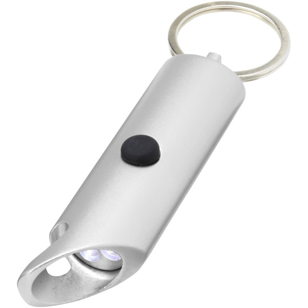 Světlo z recyklovaného hliníku Flare IPX LED a otvírák na láhve s klíčenkou