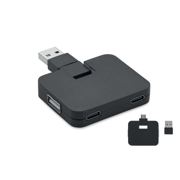 Čtyřportový 2.0 USB rozbočovač SQUARE-C