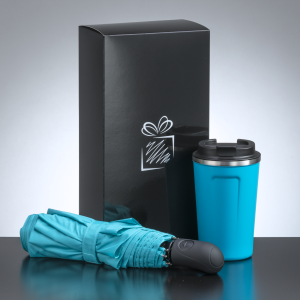 CESTOVNÍ SADA: TERMOHRNEK NORDIC 350 ML & PLNĚ AUTOMATICKÝ DEŠTNÍK - Reklamnepredmety