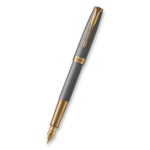 Parker Sonnet Deluxe Silver Chiselled GT plnicí pero, 18K hrot F - Reklamnepredmety