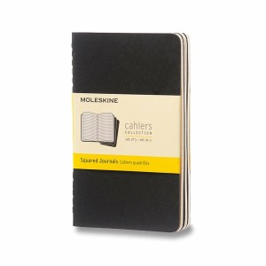 Zošity Moleskine Cahier S, štvorčekový, 3 ks, výber farieb čierne - Reklamnepredmety