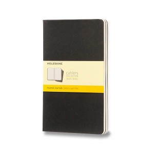 Sešity Moleskine Cahier - tvrdé desky L, čtverečkovaný, 3 ks, výběr barev čierne - Reklamnepredmety