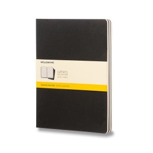 Zápisníky Moleskine Cahier v tvrdej väzbe XL, štvorčekový, 3 ks, čierny - Reklamnepredmety