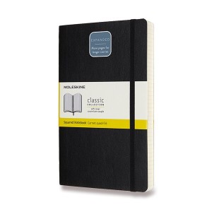 Zápisník Moleskine Expanded - mäkké dosky L, štvorčekový, čierny - Reklamnepredmety
