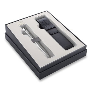 Parker Urban Twist Metro Metallic CT guľôčkové pero, darčeková kazeta s koženým puzdrom - Reklamnepredmety