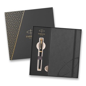 Parker IM Premium Black GT plniace pero, hrot F, darčeková kazeta so zápisníkom - Reklamnepredmety