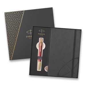 Parker IM Premium Red GT guľôčkové pero, darčeková kazeta so zápisníkom - Reklamnepredmety