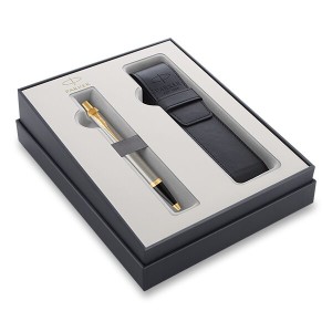 Parker IM Brushed Metal GT guľôčkové pero, darčeková kazeta s puzdrom - Reklamnepredmety