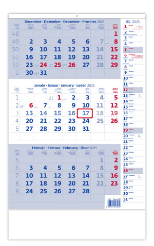 Tříměsíční kalendář modrý s poznámkami - Reklamnepredmety