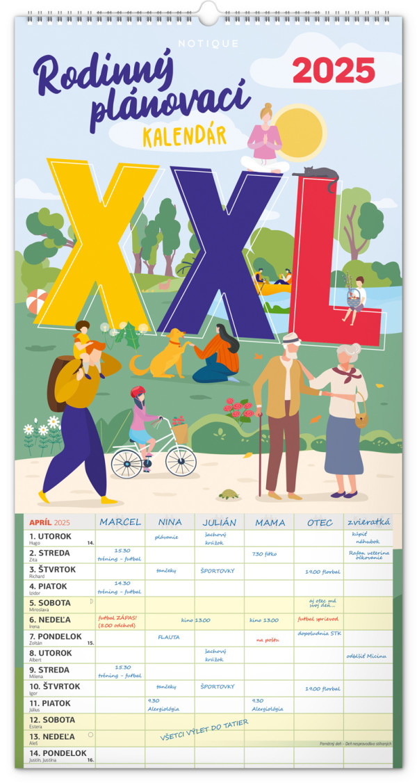 Nástěnný kalendář Rodinný plánovací XXL 2025, 33 × 64 cm