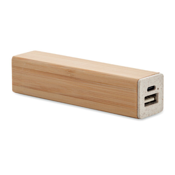 Powerbanka 2600 mAh v bambusovém pouzdře POWERBAMC