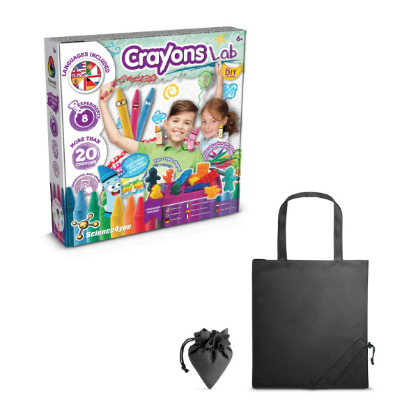 Crayon Factory Kit II. Vzdělávací hra pro děti dodávané se skládací dárkovou taškou 190t
