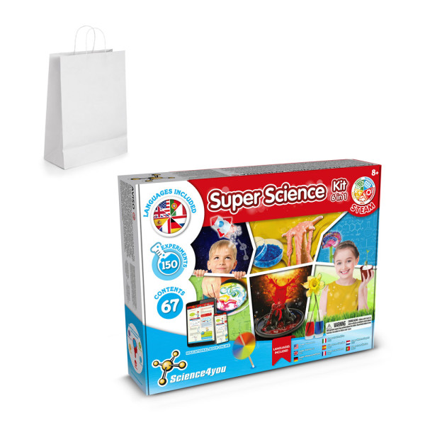 6 in 1 Super Science Kit II. Vzdělávací hra pro děti dodává se s dárkovou taškou z kraftového papíru (100 g/m²)