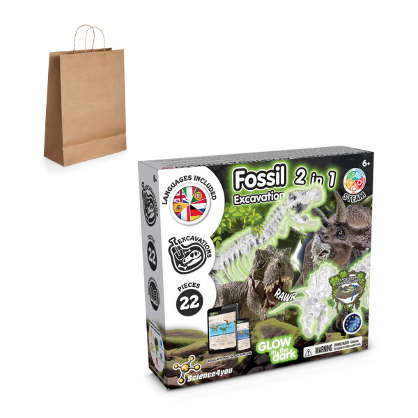 2 in 1 Fossil Excavation Kit III. Vzdělávací hra pro děti dodává se s dárkovou taškou z kraftového papíru (115 g/m²)