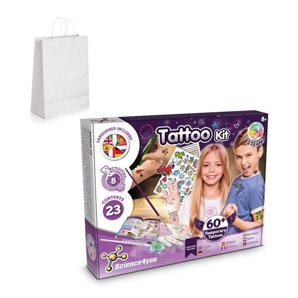 Tattoo Factory Kit II. Vzdělávací hra pro děti dodává se s dárkovou taškou z kraftového papíru (100 g/m²)