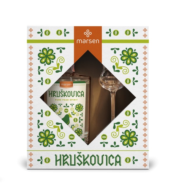 Dárkové balení Hruškovice Traditional 42% se sklenkou