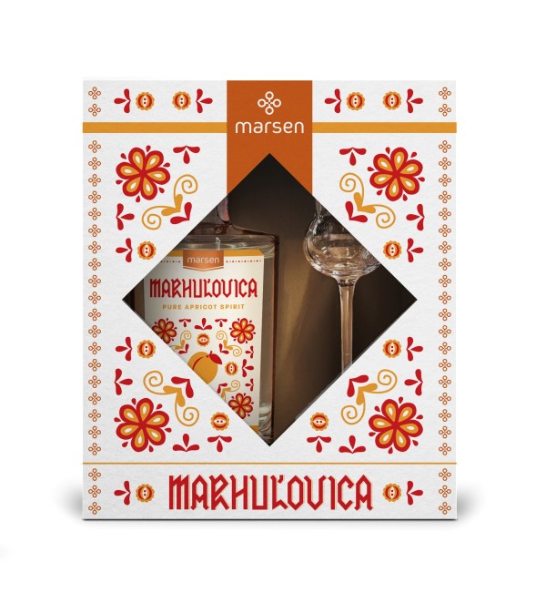 Dárkové balení Meruňka Traditional 42% se skleničkou