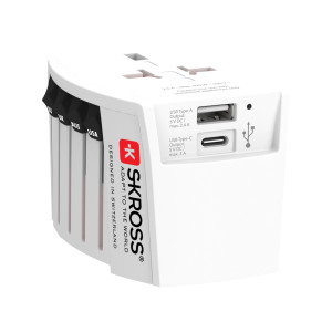 Cestovní adaptér SKROSS World MUV 2-pole s USB A a C - Reklamnepredmety