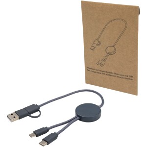 Citala 5 v 1 datový synchronizační a rychlonabíjecí 27W kabel  z recyklovaného plastu, 30 cm - Reklamnepredmety