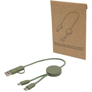 Citala 5 v 1 datový synchronizační a rychlonabíjecí 27W kabel  z recyklovaného plastu, 30 cm - Reklamnepredmety