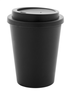 Dvoustěnný termo hrnek izolovaný PP plastem s víčkem k pití. 300 ml. - Reklamnepredmety