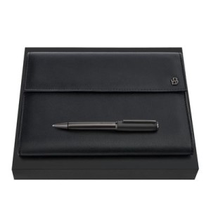 Set HUGO BOSS Black & Gun (ballpoint pen & folder A5) - Reklamnepredmety