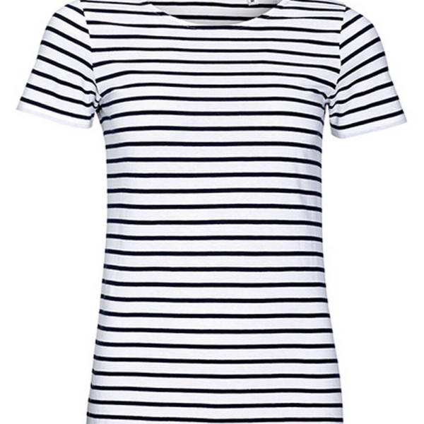 L01399 Women`s Round Neck Striped T-Shirt Miles