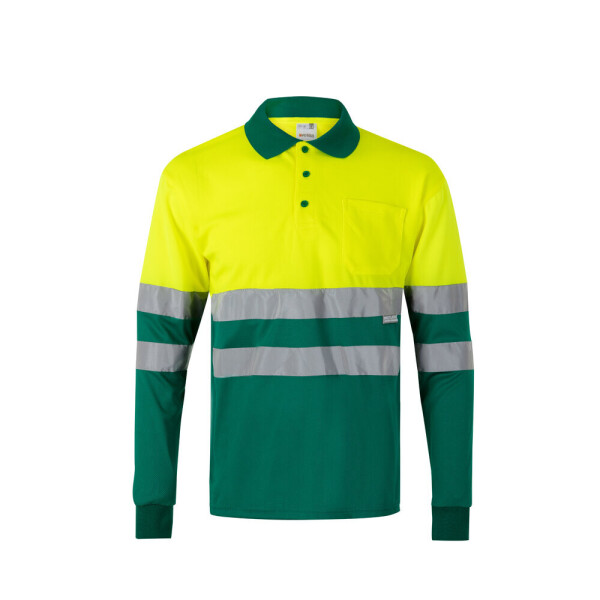 VL VULCAN. Dvoubarevné polo tričko s límečkem a vzorem bird-eye (160 g/m²) s dlouhým rukávem, z polyesteru (100 %)