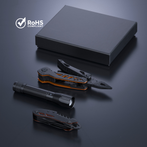 OPTIMA SET II: MULTITOOL, KAPESNÍ NŮŽ A STŘEDNÍ SVÍTILNA - Reklamnepredmety