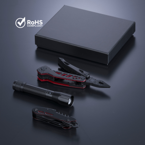OPTIMA SET II: MULTITOOL, KAPESNÍ NŮŽ A STŘEDNÍ SVÍTILNA - Reklamnepredmety