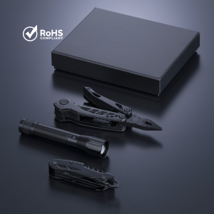 OPTIMA SET II: MULTITOOL, KAPESNÍ NŮŽ A STŘEDNÍ SVÍTILNA - Reklamnepredmety