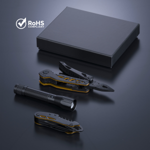 OPTIMA SET II: MULTITOOL, KAPESNÍ NŮŽ A STŘEDNÍ SVÍTILNA - Reklamnepredmety