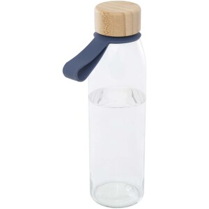 Skleněná láhev na vodu Porto s objemem 500 ml, silikonovou rukojetí a bambusovým víčkem - Reklamnepredmety