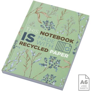 Recyklovaný poznámkový blok Novella Austen s měkkou vazbou formátu A6 – 100 listů - Reklamnepredmety