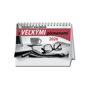 Stolní kalendář Řádkový kalendář s velkými písmeny 2026 - Reklamnepredmety